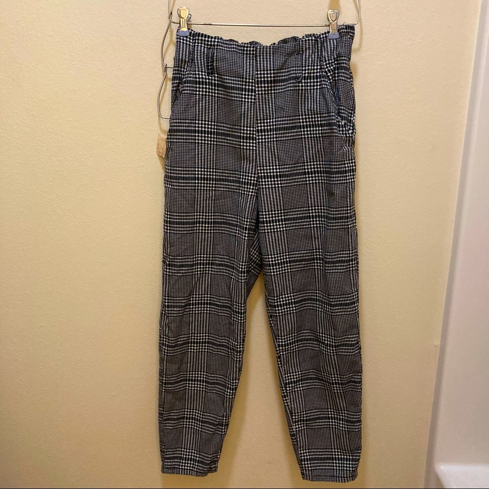 H&M high waist straight plaid pants size 4
